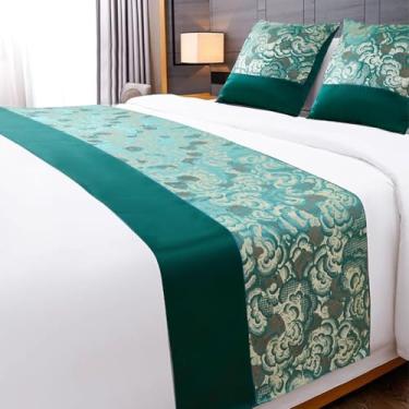 Imagem de Cachecóis de cama de hotel para cama de corredor de cama moderna floral toalha de cama macia cachecol proteção decoração de quarto para cama de solteiro queen king size - verde||Apenas 1 fronha 50 x