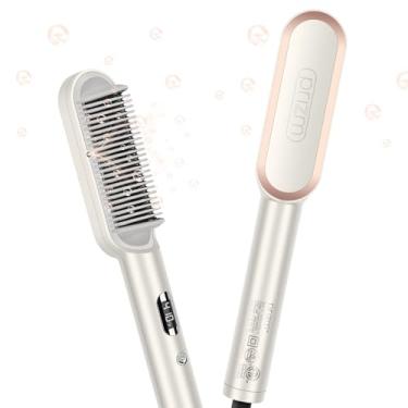 Imagem de Prizm Escova alisadora de cabelo, aquecimento rápido dos anos 20, pente de alisamento de íons negativos com menos frizz, 4 configurações de temperatura e tela de LED, design antiqueimadura para salão