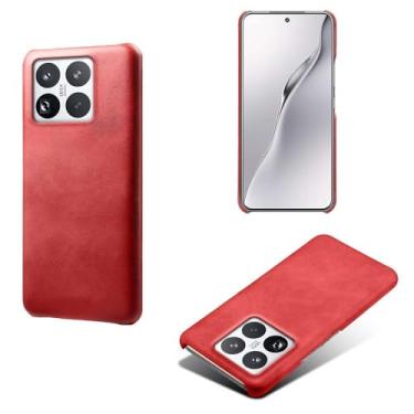 Imagem de Capa para Xiaomi 15 Pro,Proteção contra quedas,Casca de volta de cor sólida simples,Design de couro de imitação de plástico-Red