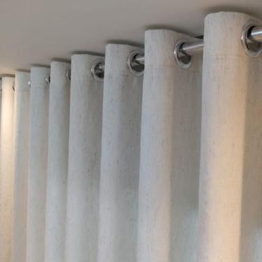Imagem de Cortina De Voil Linho Com Forro Microfibra Luxo Porta Janela Sala 4,00