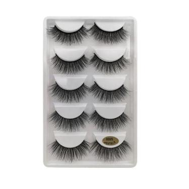 Imagem de 5 Pares 3d Cílios Postiços Invisível Banda Natural Long Black Cílios -