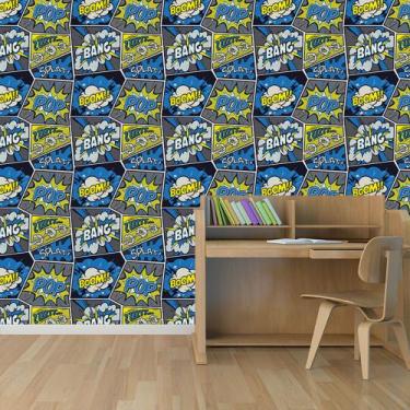 Imagem de Papel de Parede Adesivo - Quadrinhos - Gibi - Azul - 304ppi - Allodi