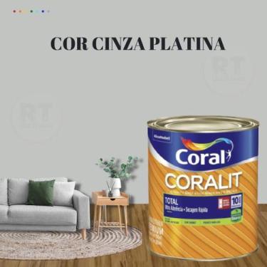 Imagem de Esmalte Sintético Base Água Coral Coralit 800ml Cor Cinza Brilhante p/