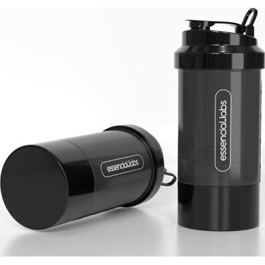 Imagem de COQUETELEIRA/SHAKER ACADEMIA BPA FREE - Cor Preto com Compartimento para Pó | Cápsulas | Comprimidos - 400ml