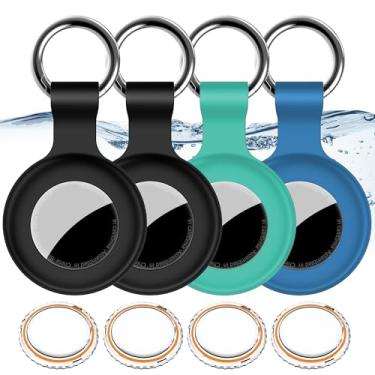 Imagem de Pacote com 4, suporte impermeável IPX8 para Airtag Apple Air Tag, capas de GPS à prova de choque [antiarranhões] [PC + silicone] capa localizadora de itens Air-Tag, linda capa para AirTag,