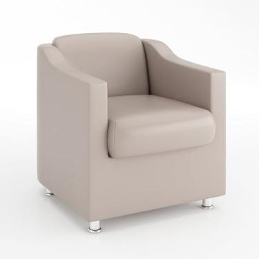 Imagem de Poltrona Decorativa Reforçada em Courino Diversas Cores Para Recepção e Salões (Courino Bege)