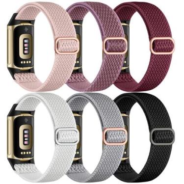 Imagem de Pulseiras Maledan Stretchy Solo Loop Fitbit Charge 5/6, pacote com 6