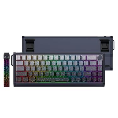 Imagem de MOLGRIA Teclado para jogos SKYLOONG 60% alumínio, teclado mecânico retroiluminado RGB com fio GK68 HE USB com teclado de linha de contorno de impressão virada para o sul e junta multicamadas