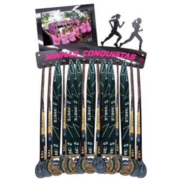 Imagem de Porta Medalhas Corrida de Rua Feminino com Porta Retrato 34cm Comprimento