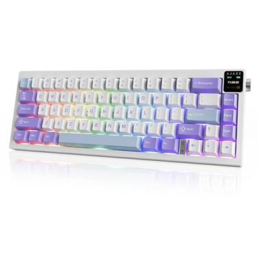 Imagem de Teclado mecânico para jogos AJAZZ AK650 65% Layout Hot Swappable, tela colorida TFT de 2.2 cm | Botão | Com fio | Sem fio 2,4G (Dream Weaver roxo)