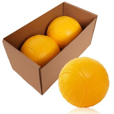 Imagem de GKK Bolas de softball de espuma com padrão de diamante de 28 cm, bolas de treino de 142 g para máquina de arremesso, amarelas, pacote com 2