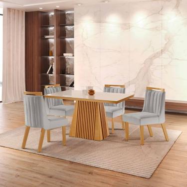 Imagem de Sala de Jantar Completa com 4 Cadeiras 1,20x0,80m - Austria - LJ Móveis