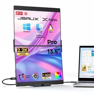 Imagem de JSAUX Monitores Portáteis Duplos Flipgo Pro De 13,5", Extensor Tela Tripla Para Laptop 2.2K, Monitor Dupla Ips [compatível com Windows/Linux/Macos] Design Magnético/Displaylink/Um Cabo Duplo/Hidpi