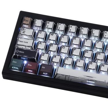 Imagem de JOMKIZ Teclas PBT – Teclas de impressão lateral, Shine Through Double Shot 132 teclas Cherry Profile Backlit para interruptores magnéticos Cherry Gateron MX 60 65 75 100 por cento teclado mecânico