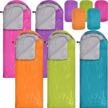 Imagem de Macarrie 10 sacos de dormir de acampamento de 0 graus a granel para adultos clima frio 4 estações quente à prova d'água leve com saco de compressão para mochila, caminhadas, viagens sem teto (cor