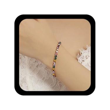 Imagem de TseanYi Pulseira de tênis Bohemia CZ ouro minúsculo cristal corrente vintage brilhante pulseira de casamento ajustável CZ escrava pulseiras joias para mulheres, 1, Zinco, Sem Pedra Preciosa