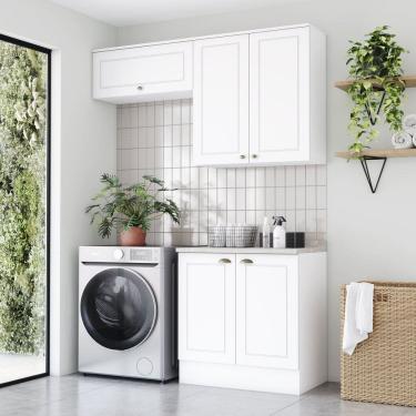 Imagem de Lavanderia Modulada 3 Peças com Tampo Emily Espresso Móveis Branco
