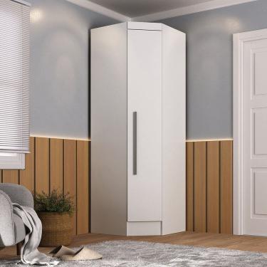Imagem de Armário Guarda-roupa de Canto com 1 Porta Viena Espresso Móveis Branco