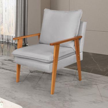 Imagem de Poltrona para Sala de Estar Decorativa Veludo Efatá Platina