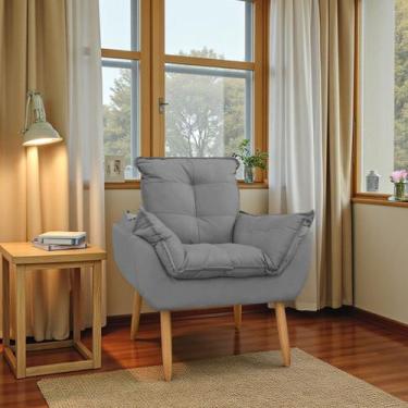 Imagem de Poltrona Decorativa Sala de Estar Opala Suede Pés Palito Porto Decor, 