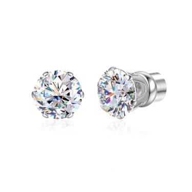 Imagem de GEMQUEEN Brincos magnéticos Moissanite para homens e mulheres: Aço inoxidável hipoalergênico banhado a ouro branco 18 quilates sem piercing brincos falsos brincos delicados Moissanite joia D cor VVS1