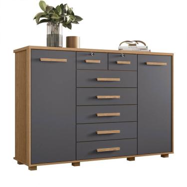 Imagem de Cômoda Para Quarto 7 Gavetas 160cm Fontaine A02 Freijó/Titanium - Mpozenato