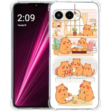 Imagem de Beaucov Capa para T-Mobile Revvl 8, linda capivara na sala de estar, proteção contra quedas, à prova de choque, capa protetora de corpo inteiro TPU resistente a arranhões para T-Mobile Revvl 8