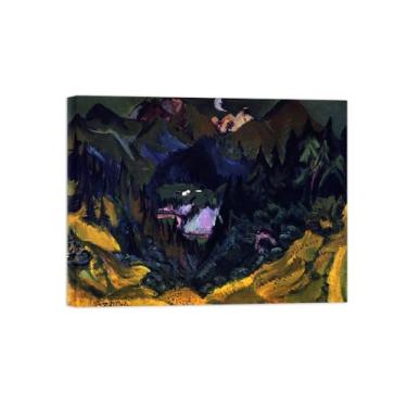 Imagem de Paisagem Abstrata Pôster Famosas Pinturas-Reprodução em Tela-Imagem Decoração Sala de Estar(Mountain 2) 60x80cm-23x31in Tela Embrulhada