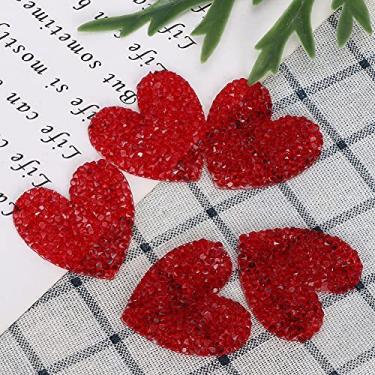 Imagem de RiToEasysports Coração -Stones Em Forma de Aplicação de Belos Acessórios de Roupas para a Criação de Cenas de Cenção de Prata 4 Cm Sapatos de Pedras Quentes para Sacos e Muito Mais (Coração de