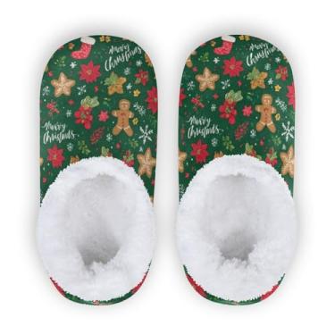 Imagem de Pantufas verdes de Natal para meninos e meninas sapatos de inverno infantil de lã coral para uso interno e externo antiderrapante sapato doméstico P