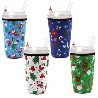 Imagem de YSIUENG manga de café gelado reutilizável para copos de bebidas frias, suporte de capa de copo isolante de neoprene compatível com café starbucks dunkin mcdonalds - 3 mm de espessura (tamanh