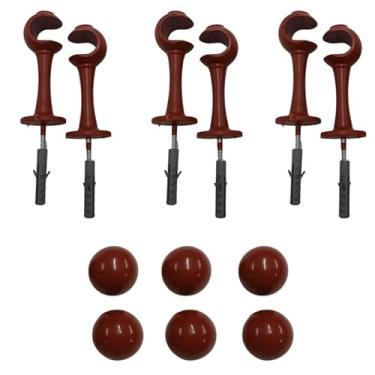 Imagem de Kit 6 Suporte Para Cortina Varão Simples Com Ponteira 19mm (Mogno)