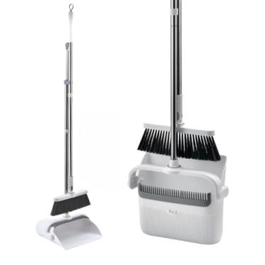 Imagem de Vassoura e Pá Dobrável Em Aço Inox Limpeza Eficiente e Prática