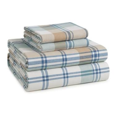 Imagem de LANE LINEN Conjunto de lençóis de flanela Queen 100% algodão – Escovado para maciez extra – Conjunto de lençóis Queen de flanela de algodão leve e durável com bolso profundo de 38 cm – Lençóis Queen
