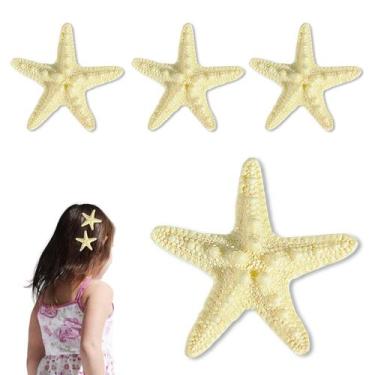 Imagem de Clipes de cabelo OBTANIM Starfish Resin Beach Sea para mulheres, 4 peç
