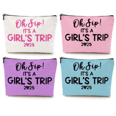 Imagem de Bolsa de maquiagem jealance 4 peças Girl Trip 2025 Funny Girls Trip