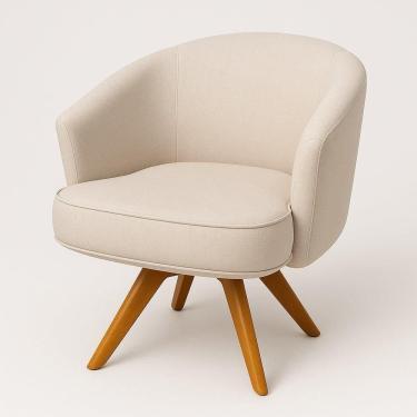 Imagem de Poltrona Julia Giratoria Pes Madeira - Luxo Decor Bege