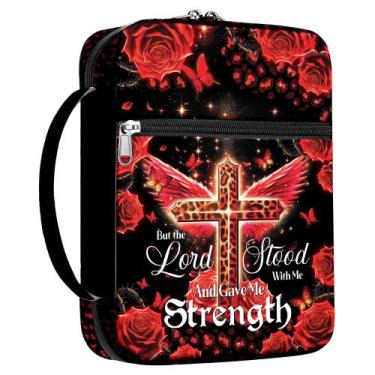 Imagem de Capa bíblica MYSMOR Leopard Rose Flowers com zíper