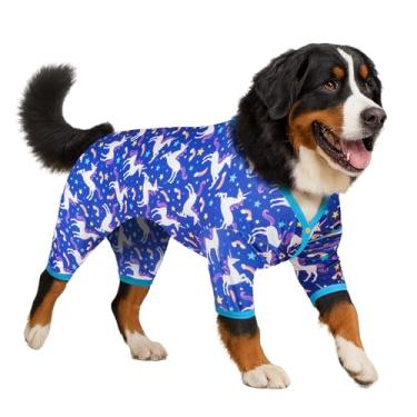 Imagem de LovinPet Camisetas Pitbull Pets, camiseta para casacos de cachorro, anti-lamber, macacão calmante para ansiedade de animais de estimação, tecido elástico leve, estampa de cavalo Chasing Dreams, roupas