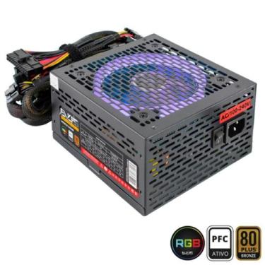 Imagem de Fonte Gamer Evus 600W 80 Plus Bronze Pfc Ativo Com Led Rgb