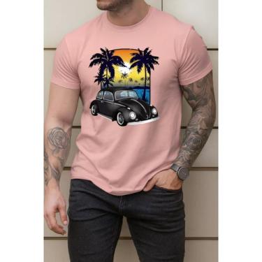 Imagem de Camisa Masculina Premium Estampada Fusca Carro Paisagem Praia Em Algod