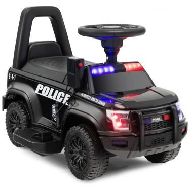 Imagem de Carro Elétrico Infantil Policial a Bateria com Megafone, Luzes, Sirene e Armazenamento Sob o Assento, 6V, HONEY JOY, Preto