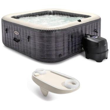 Imagem de Spa Inflável Hidromassagem Quadrada com Luz LED e Acessório para Celular ou Tablet, Intex 28451EP, Preto