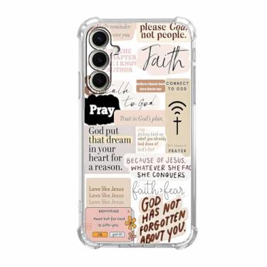 Imagem de mehidpur Citações Cristãs Estética Vintage Jesus Versículo da Bíblia Padrão Colagem, Capa Amortecedora TPU Macio para Samsung Galaxy S25+, #4