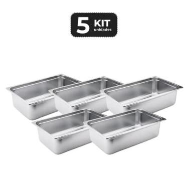 Imagem de Kit 5 cuba sem alca inox 1/1 gn 150 para buffet - Chef Line