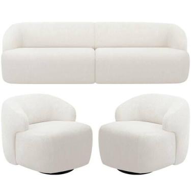 Imagem de Sofá 3 Lugares Curvo Orgânico Com 02 Poltronas Living 220cm Barolo L06