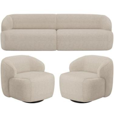 Imagem de Sofá 3 Lugares Curvo Orgânico Com 02 Poltronas Living 220cm Barolo L06