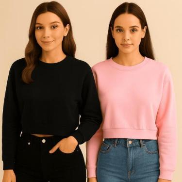 Imagem de Cropped Feminino Moletom Básico  Tecido Macio e Quentinho - TRAJANO ST