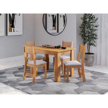Imagem de Conjunto de mesa PALLACE com 4 cadeiras BRISA MEL/LINHO INOX - VIEIRO