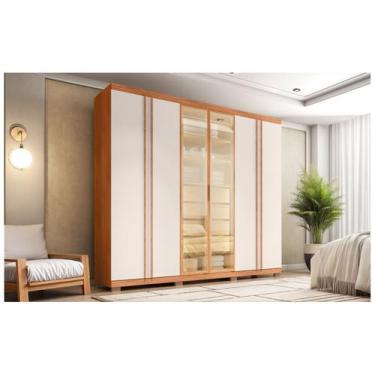 Imagem de Guarda-roupa Casal 4 Gavetas 6 Portas Caemmun Acacius, Freijó e Off Wh